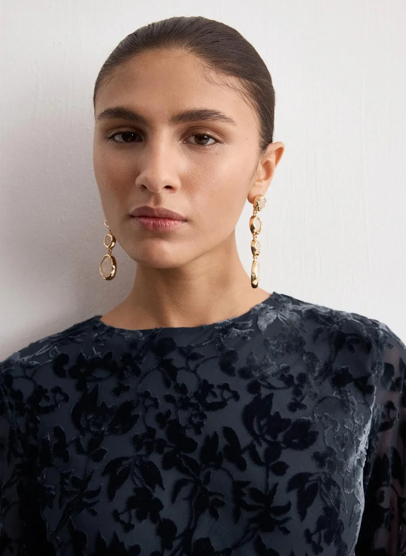 Mango  Devoré dress with bell sleeves for Women | Best Price UAE